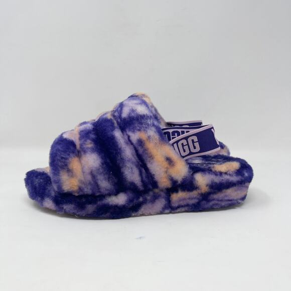 UGG Fluff Yeah Slide Platform Slipper Womens 6 Marble Violet Night 1122554 Fuzzy - Picture 4 of 8